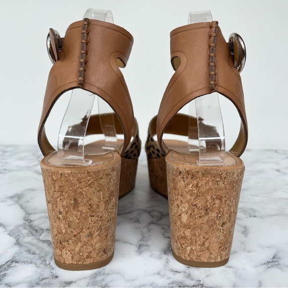 Dolce Vita Linda leather calf hair cork platform wedge sandals size 9 - Picture 5 of 11